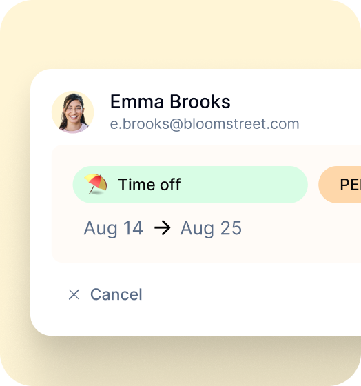 Absence approval notification in Kinmu