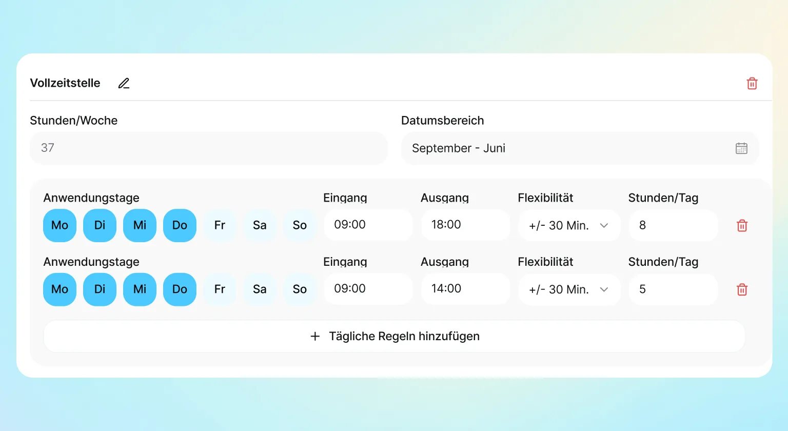 Arbeitszeit: lege den Zeitplan deines Teams in Kinmu fest