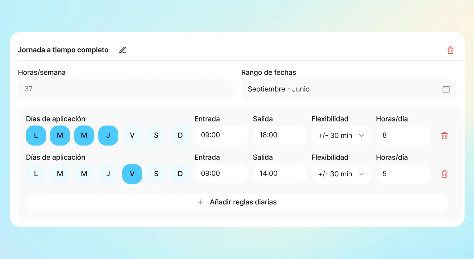 Jornada laboral: configura el horario de tu equipo en Kinmu