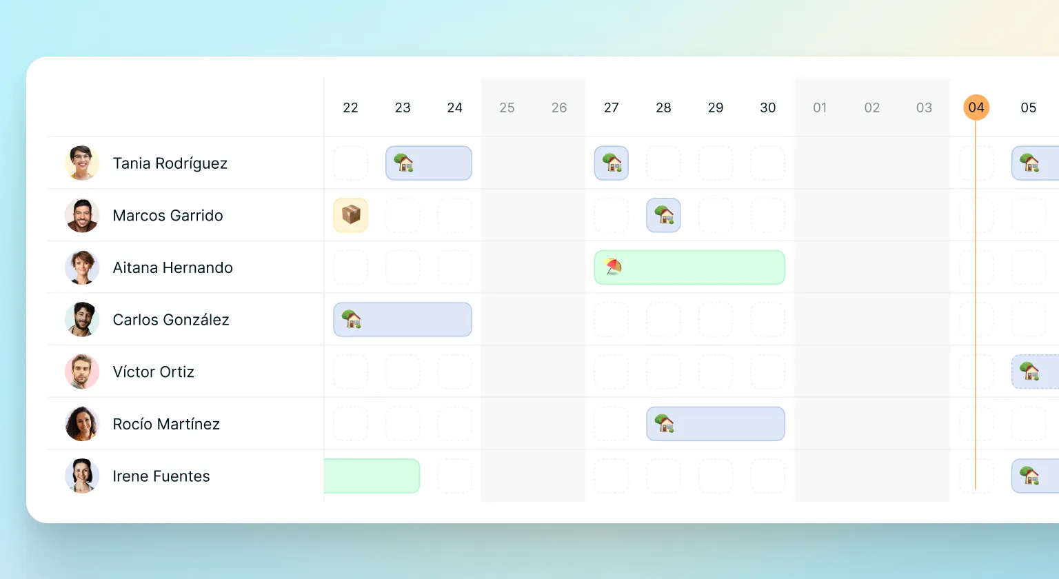 Calendario de equipo: ve dónde está cada persona de un vistazo