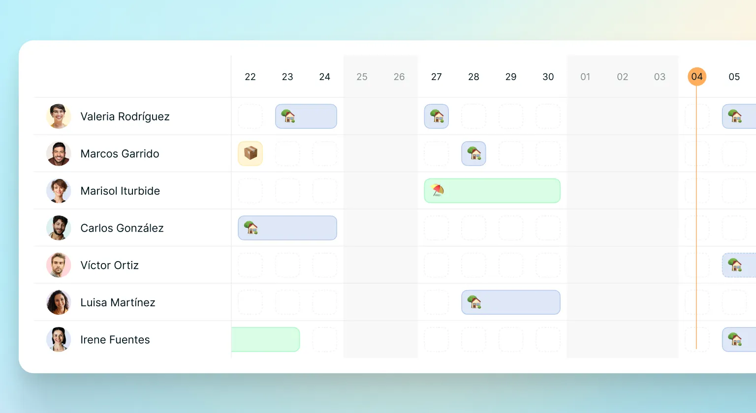 Calendario de equipo: ve dónde está cada persona de un vistazo