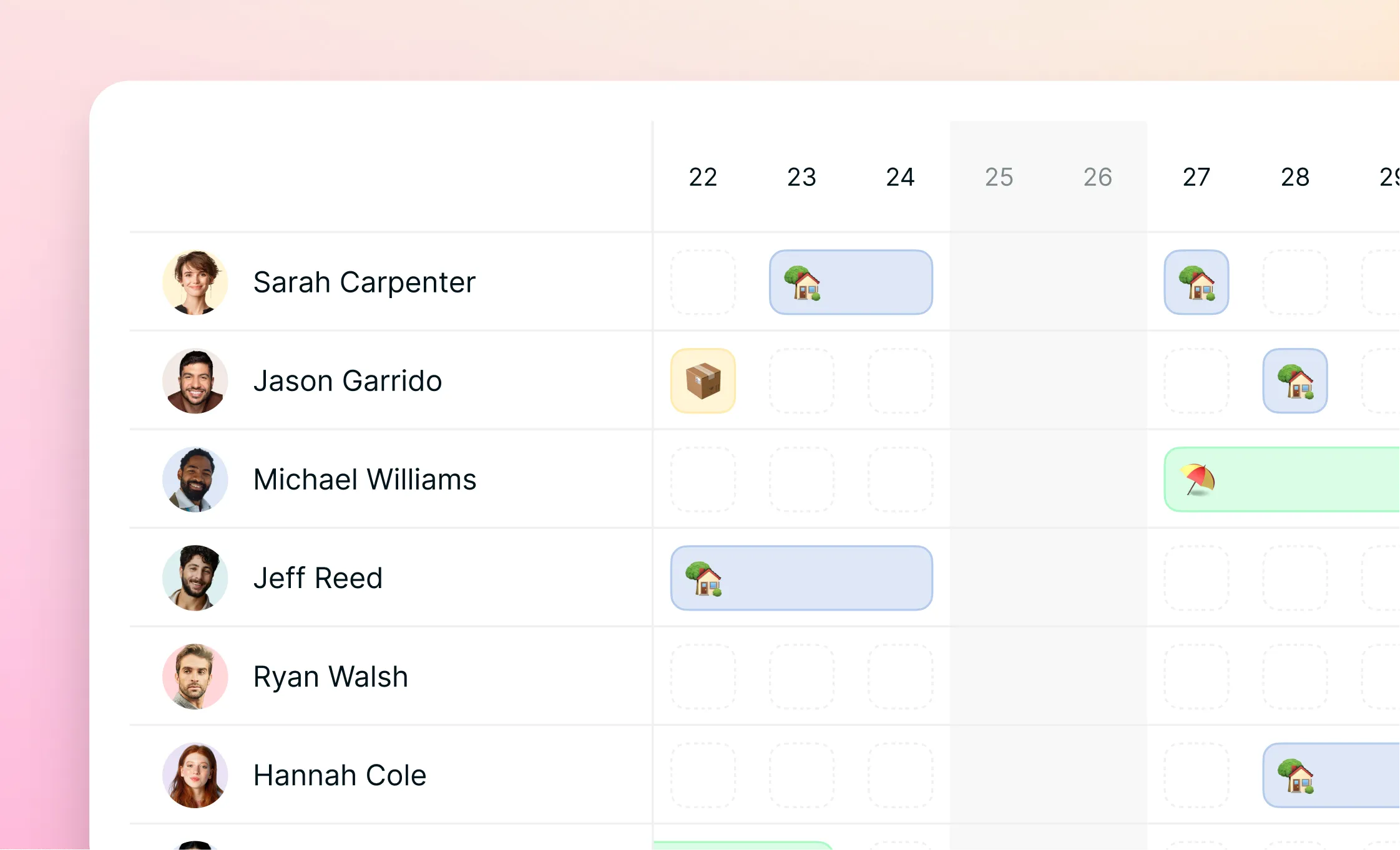 Team calendar: see where everyone is at a glance