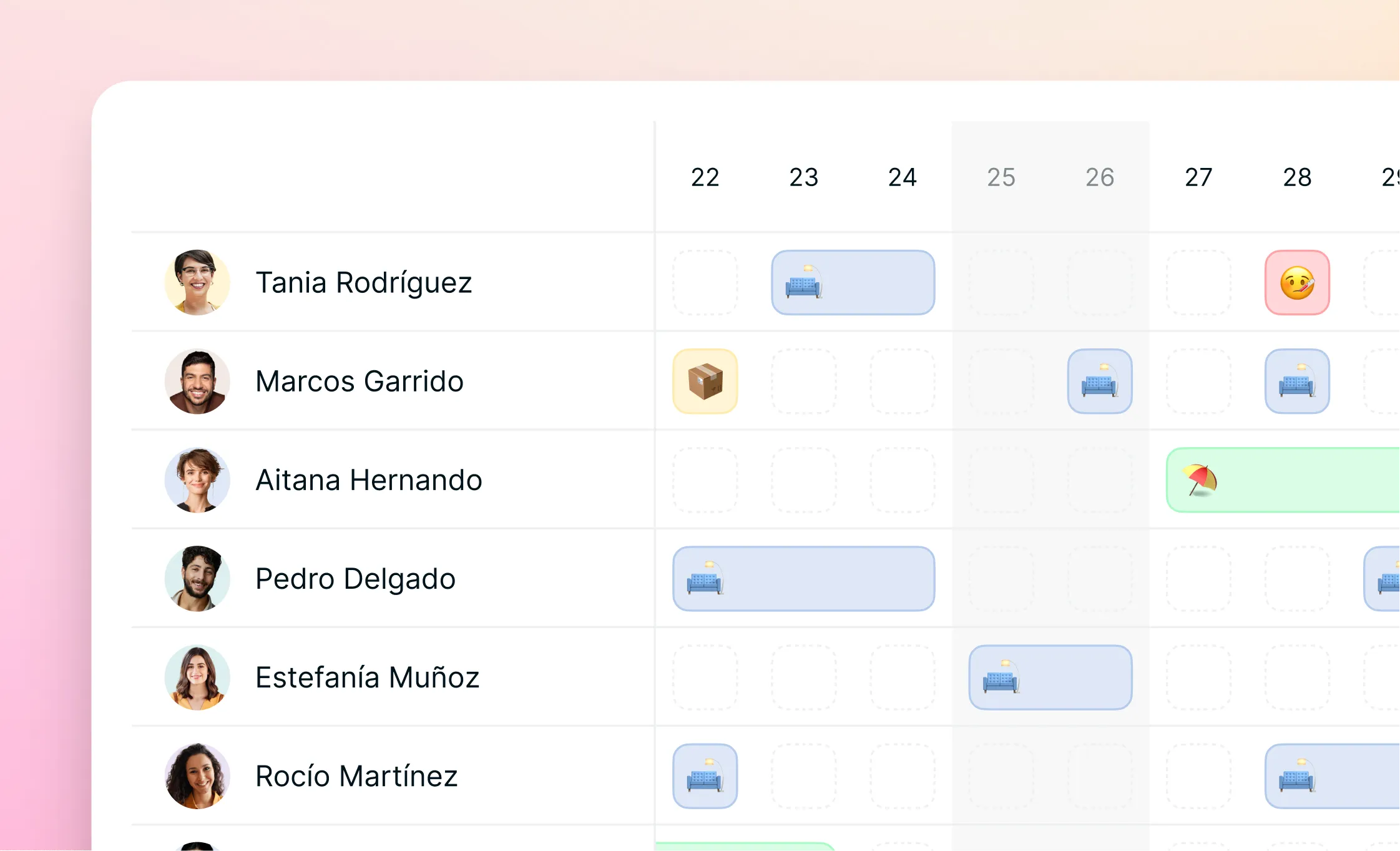 Calendario de equipo: ve dónde está cada persona de un vistazo