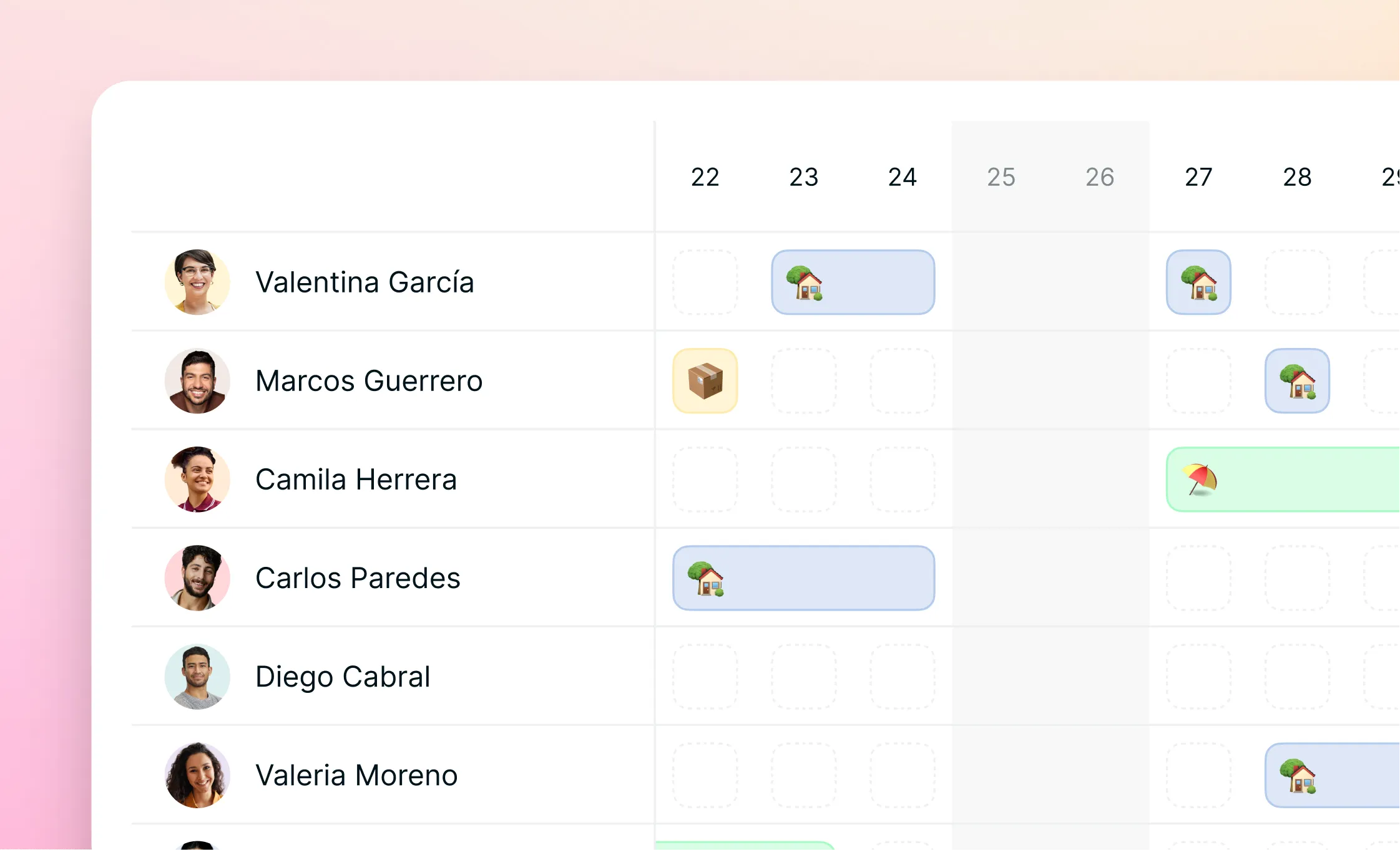 Calendario de equipo: ve dónde está cada persona de un vistazo