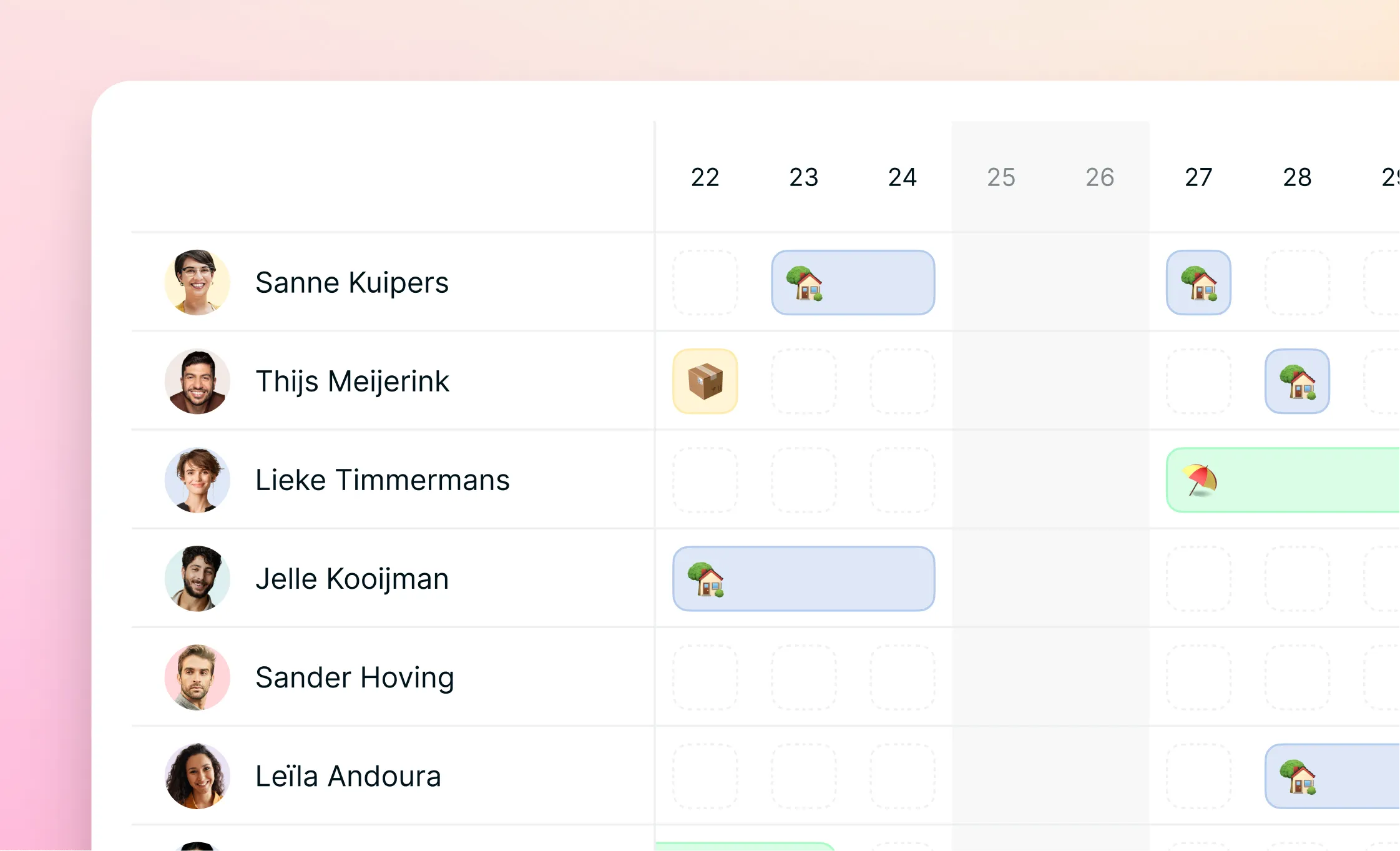 Teamkalender: zie in één oogopslag waar iedereen is