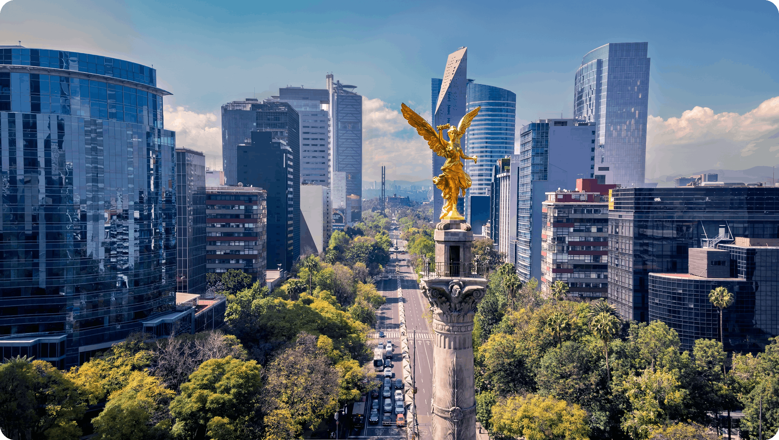 Ciudad de México con el Ángel de la Independencia