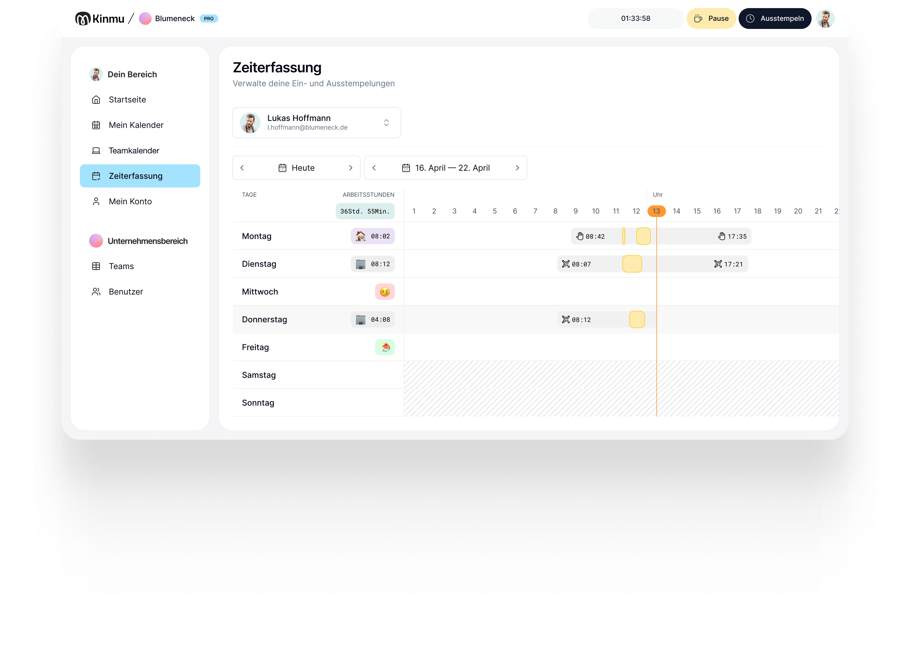 Kinmu Dashboard - Zeiterfassung und Abwesenheitsverwaltung