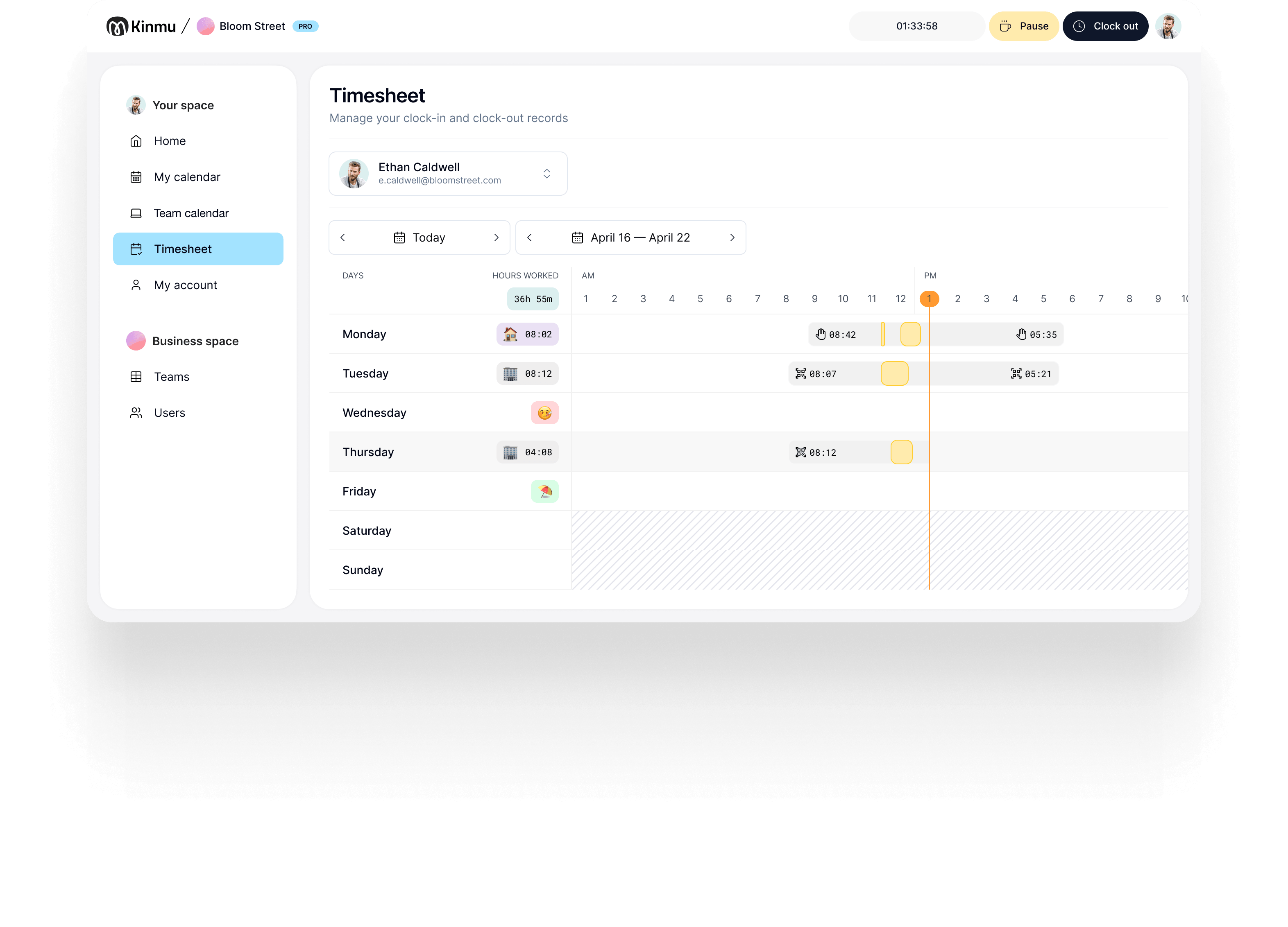 Kinmu Dashboard - Time tracking and absence management