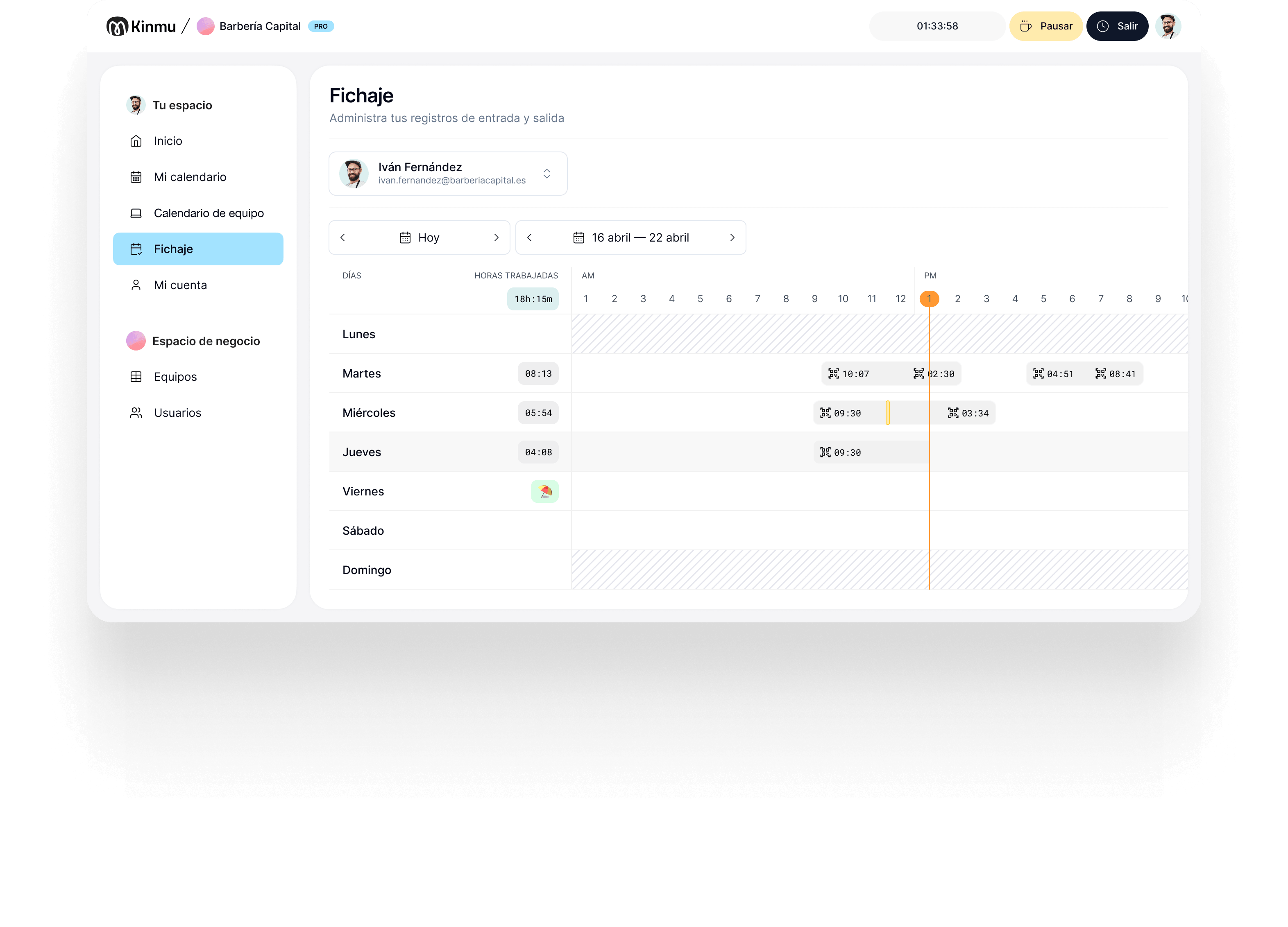 Kinmu Dashboard - Control horario y gestión de ausencias