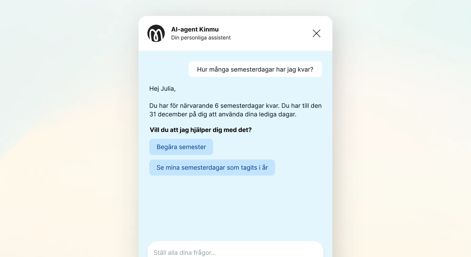 AI-assistent för tidrapportering: fråga på naturligt språk