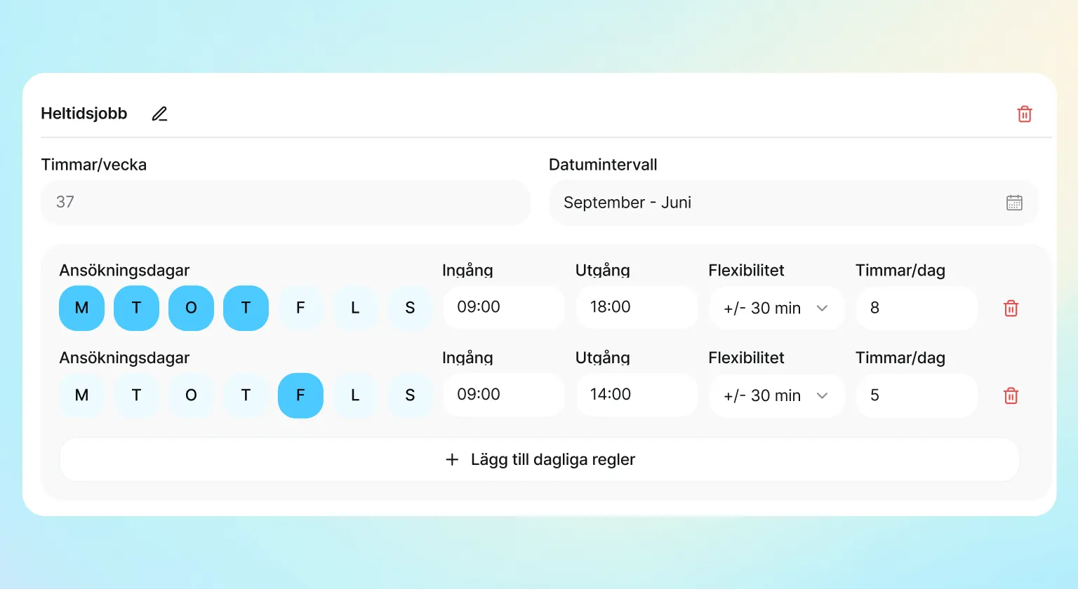 Arbetstid: ställ in ditt teams schema i Kinmu