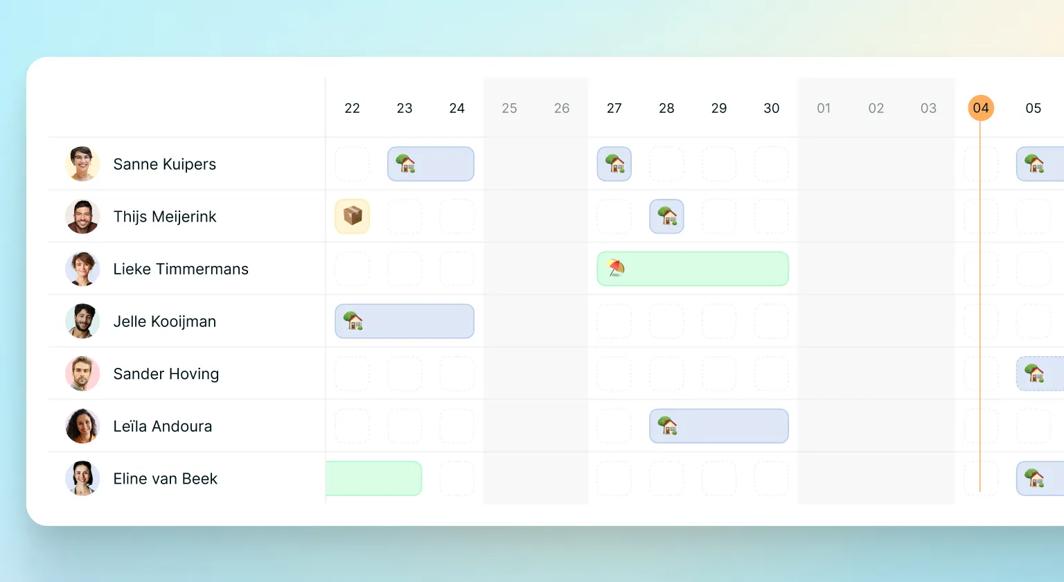 Teamkalender: zie in één oogopslag waar iedereen is