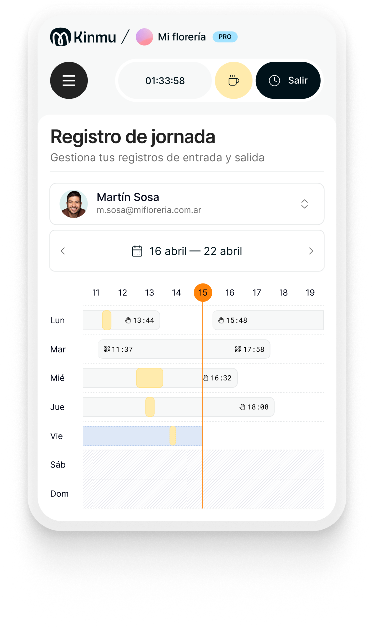 Kinmu Dashboard - Control horario y gestión de ausencias