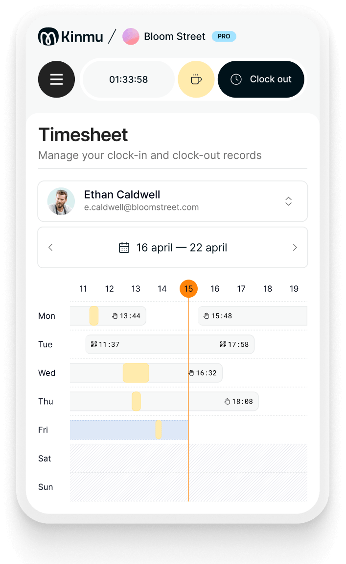 Kinmu Dashboard - Time tracking and absence management