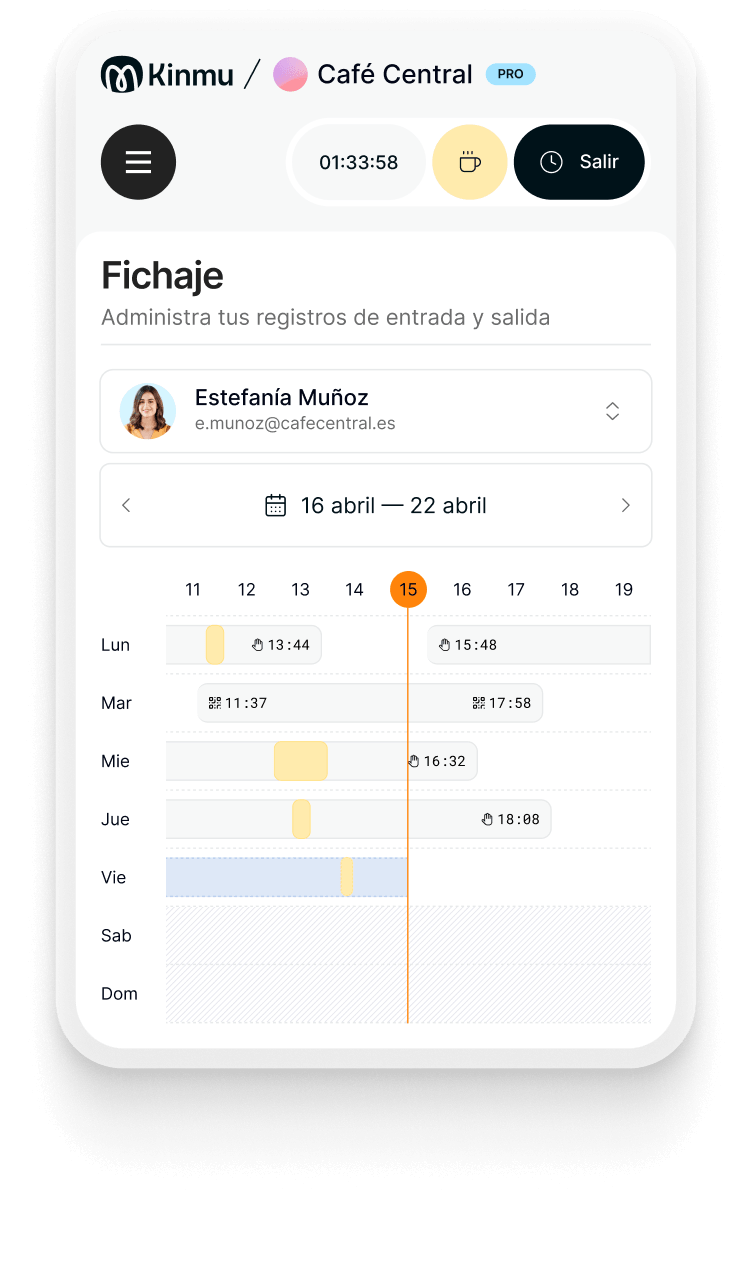 Kinmu Dashboard - Control horario y gestión de ausencias