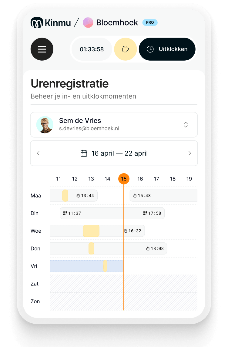 Kinmu Dashboard - Tijdregistratie en verlofbeheer