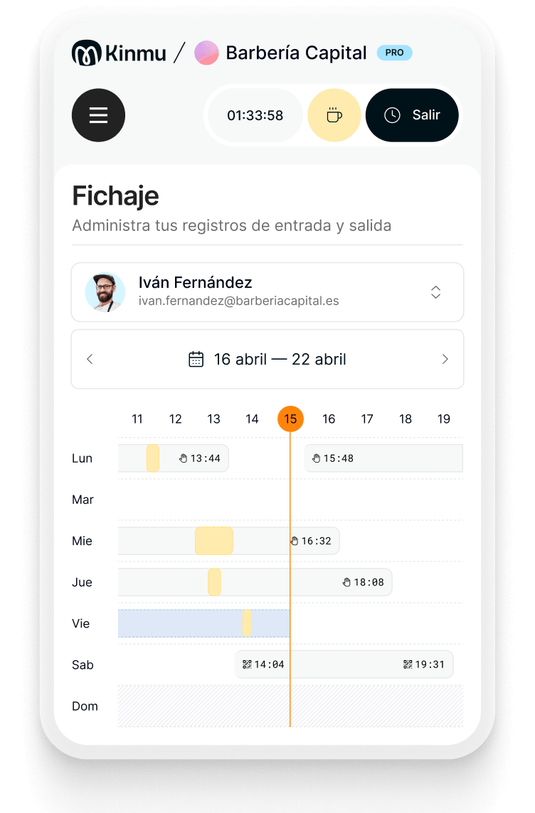 Kinmu Dashboard - Control horario y gestión de ausencias