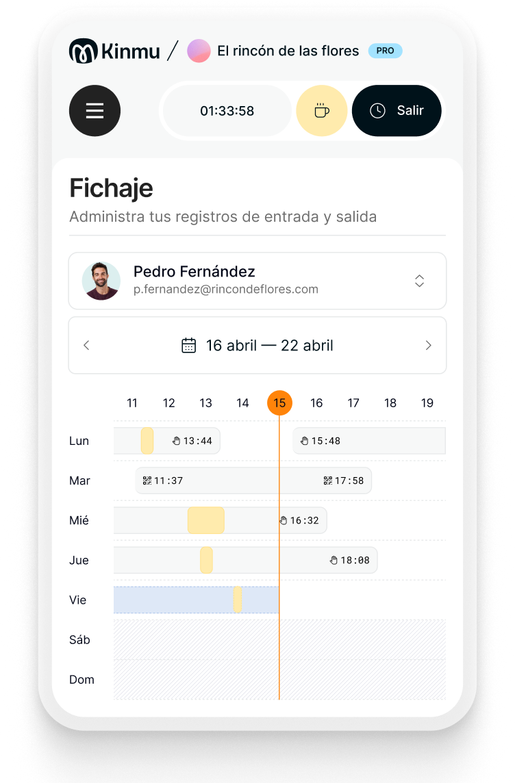 Kinmu Dashboard - Control horario y gestión de ausencias