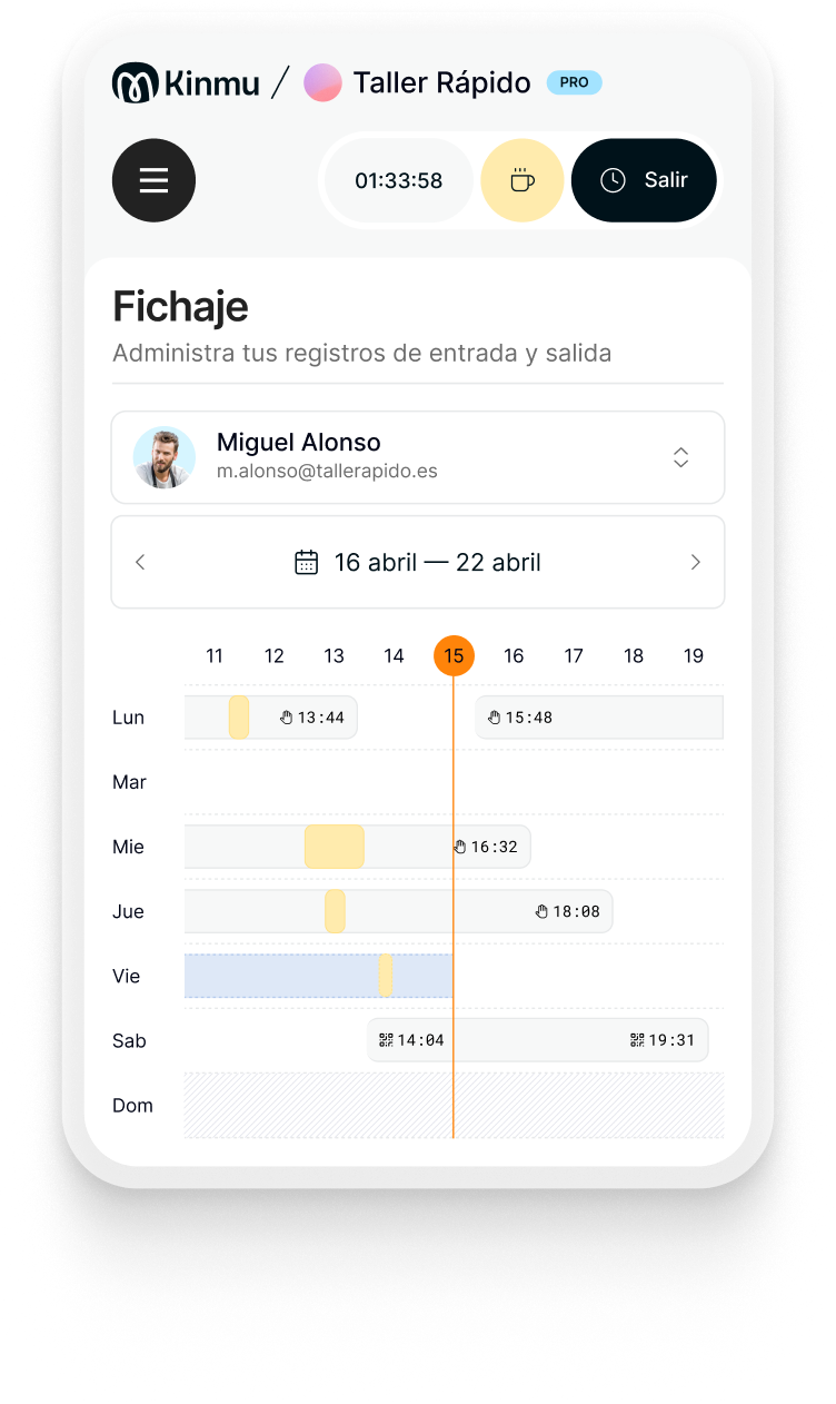 Kinmu Dashboard - Control horario y gestión de ausencias