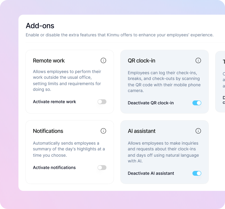 Add-ons: enable only what you need