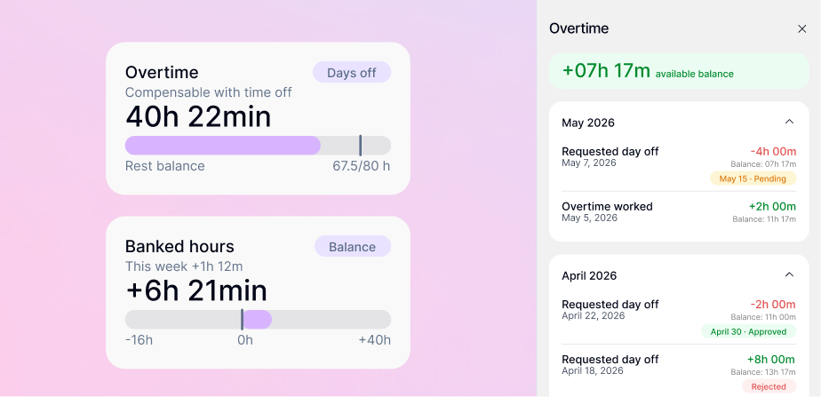 Hours bank: manage overtime your way