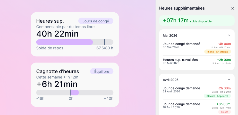 Compteur d'heures : gérez les heures supplémentaires