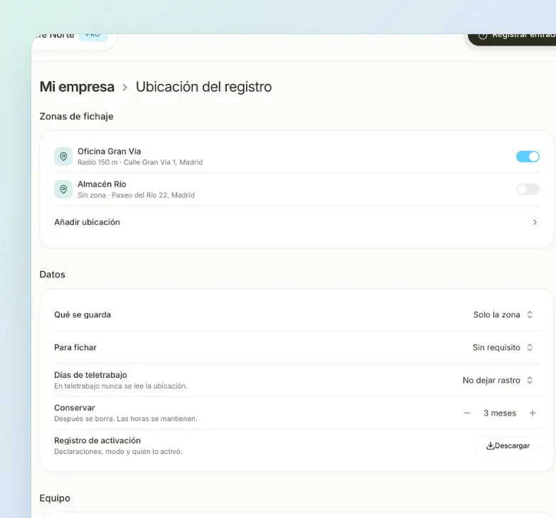 Registros con contexto de ubicación